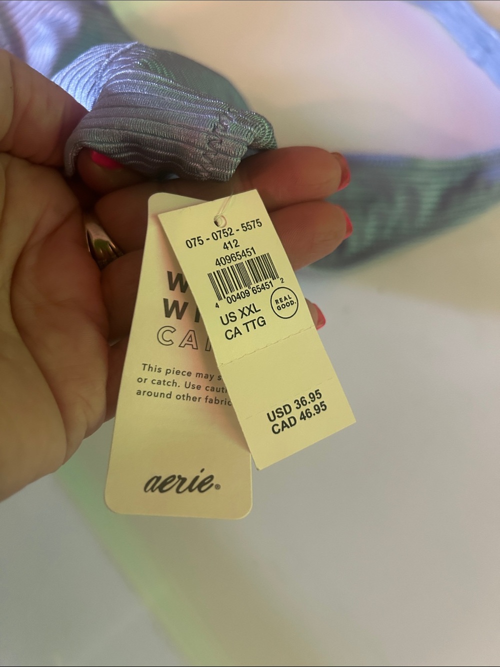 NWT Aerie Shine Ribbed Halter Bikini Top in Monaco Blue - Picture 9 of 9